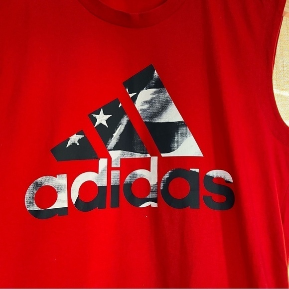 Adidas Red Americana Logo Tank with Contrast Stitching Size Small - Picture 6 of 11